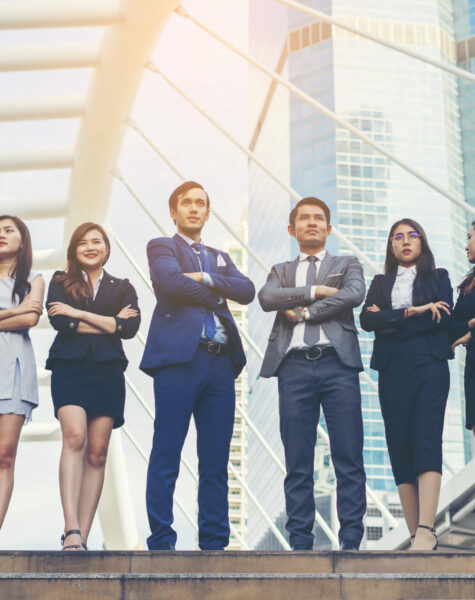 Portrait Of Business people worker Team Outside.